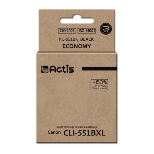 Tinta actis kc-551bk (reemplazo de canon cli-551bk - estándar - 12 ml - negra)