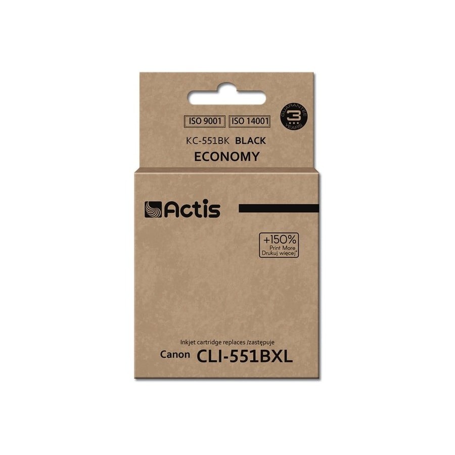 Tinta actis kc-551bk (reemplazo de canon cli-551bk - estándar - 12 ml - negra)