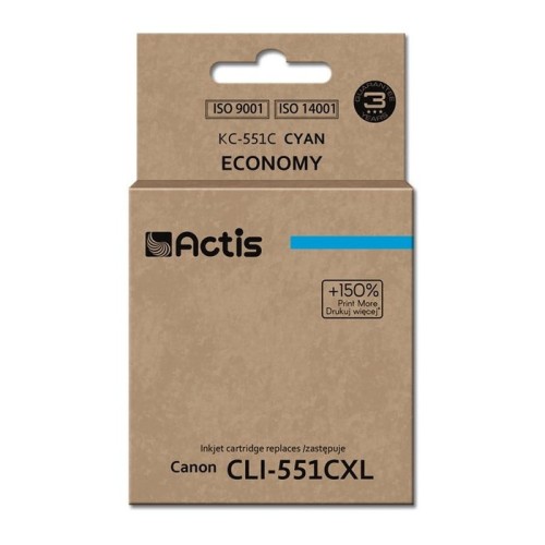 Tinta actis kc-551c (reemplazo de canon cli-551c - estándar - 12 ml - cyan)