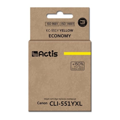 Tinta actis kc-551y (reemplazo canon cli-551y - estándar - 12 ml - amarilla)