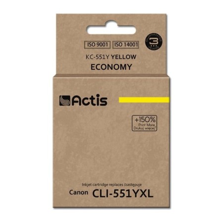 Tinta actis kc-551y (reemplazo canon cli-551y - estándar - 12 ml - amarilla)