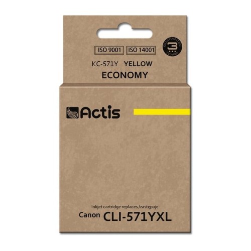 Tinta actis kc-571y (reemplazo canon cli-571y - estándar - 12 ml - amarilla)