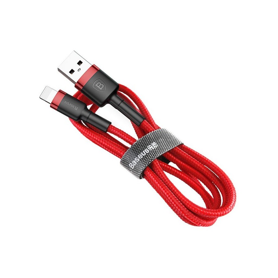 Cable de carga / datos baseus cafule usb a lightning 2.4a 1m, rojo