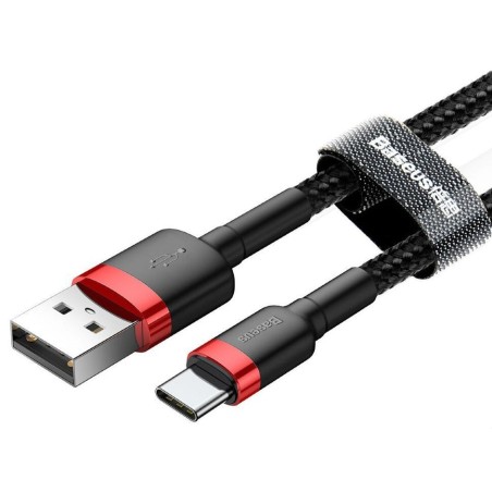 Baseus cafule cable usb 2 m usb a usb c negro, rojo