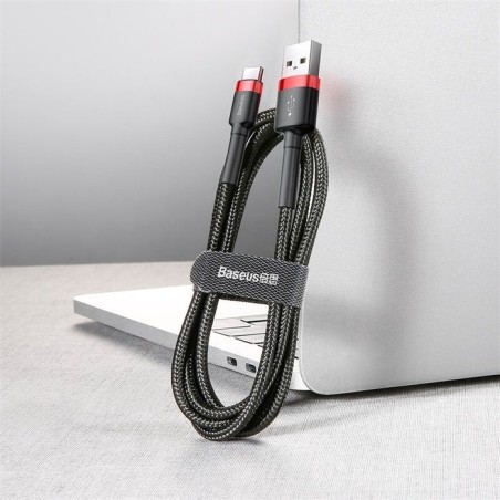Baseus cafule cable usb 2 m usb a usb c negro, rojo