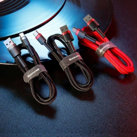 Baseus cafule cable usb 2 m usb a usb c negro, rojo