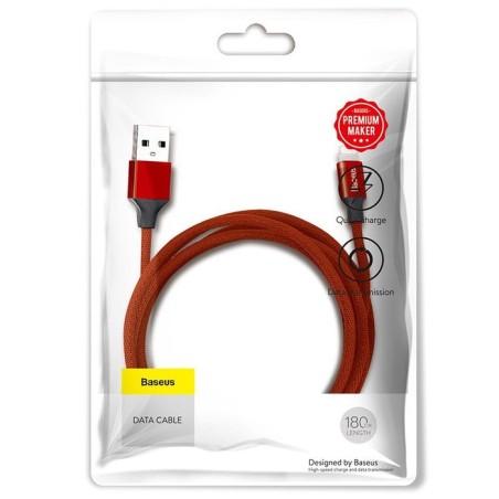 Cable baseus yiven lightning 180 cm 2a - rojo