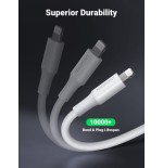 Cable ugreen 20728 (usb 2.0 m - lightning m, 1 m, white color)