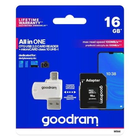 Memoria flash goodram m1a4-0160r12 16 gb microsdhc clase 10 uhs-i