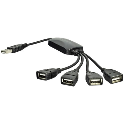 Akyga hub usb 2.0 akyga ak-ad-13 4 puertos negro 15cm