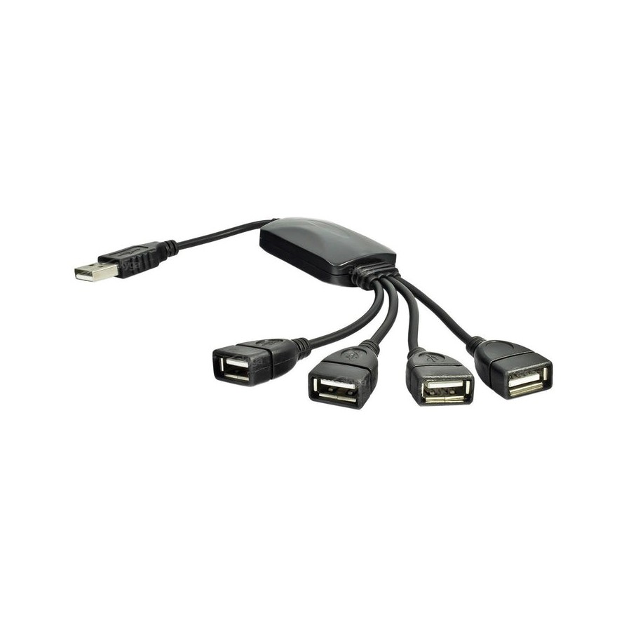 Akyga hub usb 2.0 akyga ak-ad-13 4 puertos negro 15cm