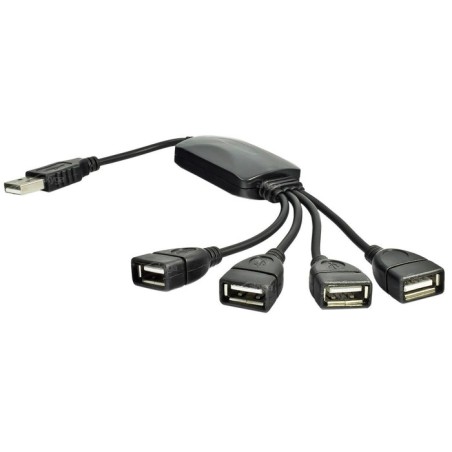 Akyga hub usb 2.0 akyga ak-ad-13 4 puertos negro 15cm