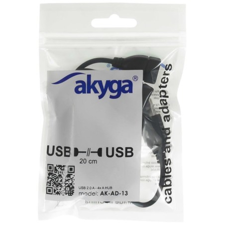 Akyga hub usb 2.0 akyga ak-ad-13 4 puertos negro 15cm