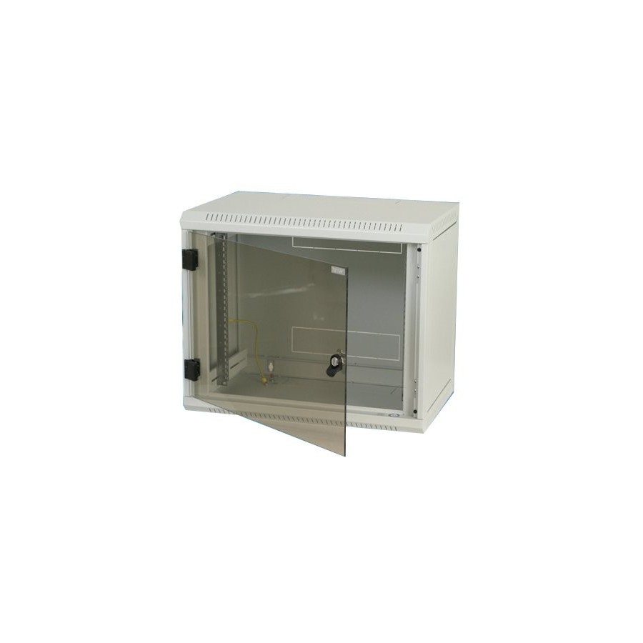 Triton 19 "carcasa de pared 12u, 600x495mm, puerta de vidrio, una pieza, gris claro