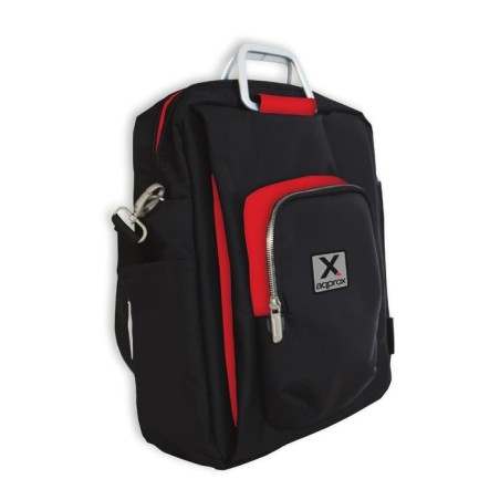 Approx maletin hasta 15.6' - varios compartimentos - asa ajustable - accesorio para fijar a trolleys - negro y rojo