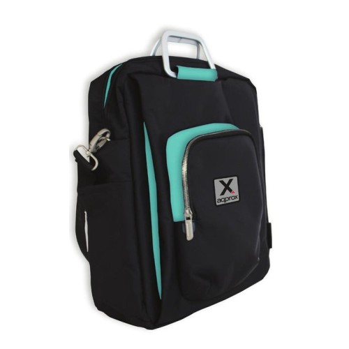 Approx maletin hasta 15.6' - varios compartimentos - asa ajustable - accesorio para fijar a trolleys - negro y azul