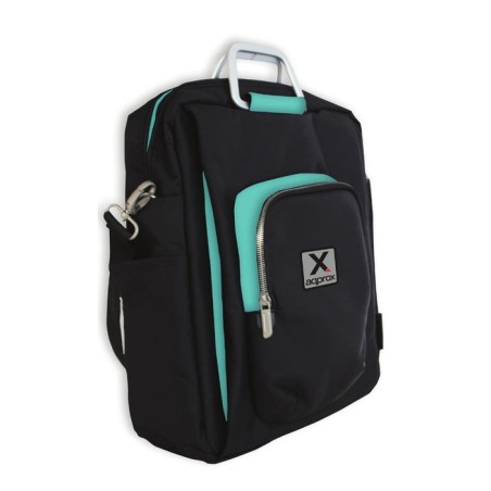 Approx maletin hasta 15.6' - varios compartimentos - asa ajustable - accesorio para fijar a trolleys - negro y azul