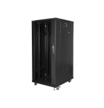 Armario rack cabinet lanberg  ff01-6827-12b (27u, 19'', 1390 mm / 600 mm / 800 mm, standing, full, glass, 800 kg, black color)