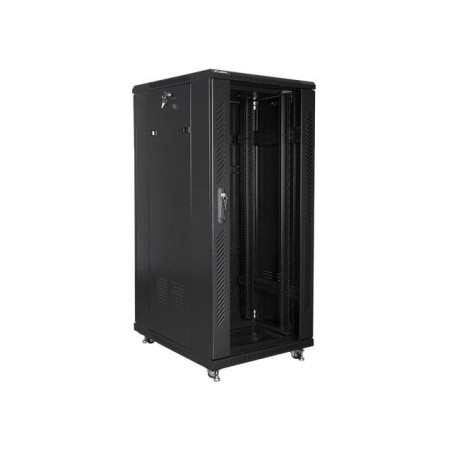 Armario rack cabinet lanberg  ff01-6827-12b (27u, 19'', 1390 mm / 600 mm / 800 mm, standing, full, glass, 800 kg, black color)