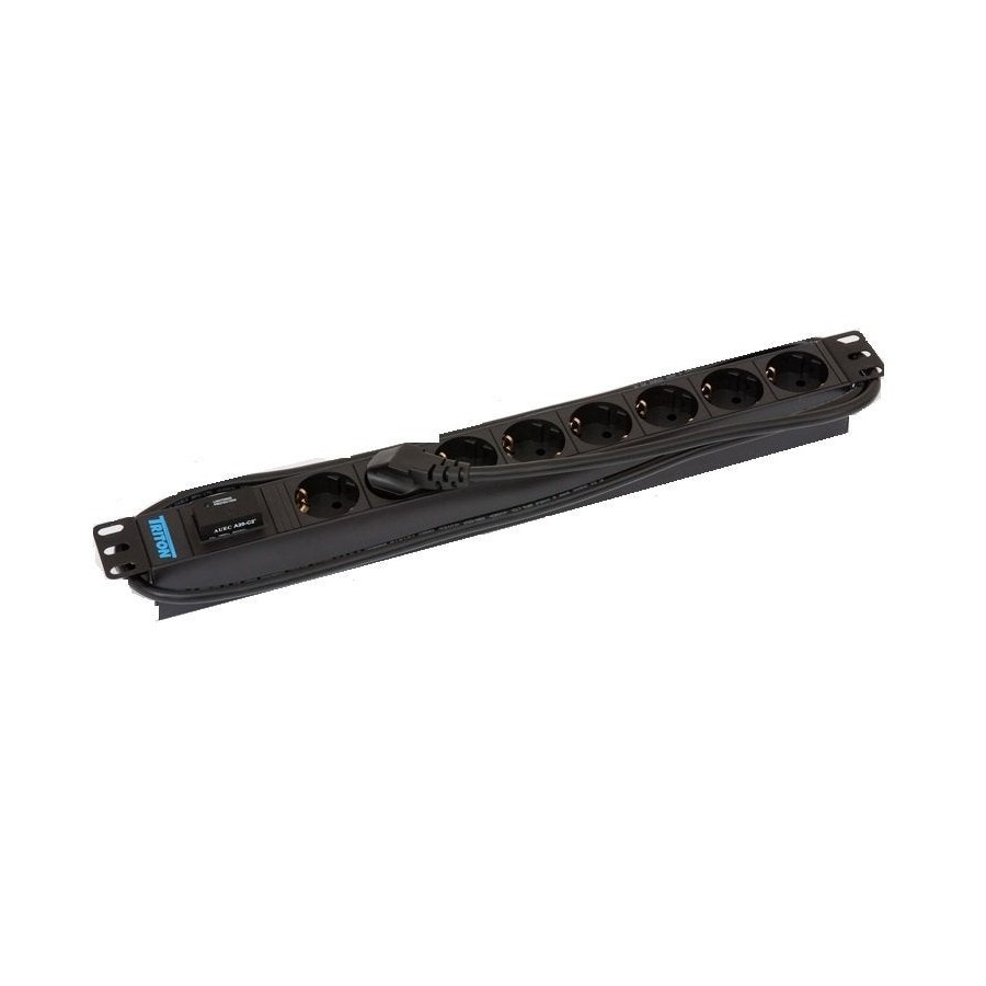 Triton rab-pd-x08-a1 regleta 19" 1u 8x contacto de protección, protección contra sobretensiones