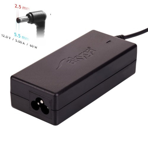 Akyga notebook power supply ak-nd-30 12v 5.0a 60w 5.5 x 2.5 mm acer / itx / pico / led 1.2m