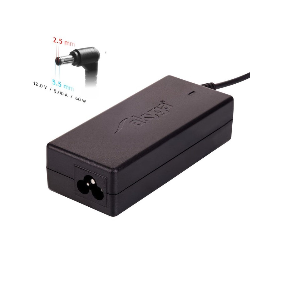 Akyga notebook power supply ak-nd-30 12v 5.0a 60w 5.5 x 2.5 mm acer / itx / pico / led 1.2m