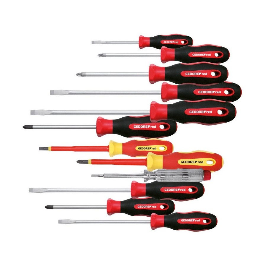 Gedore kit de destornilladores 2c rojo xxl, 12 piezas