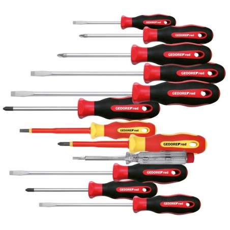 Gedore kit de destornilladores 2c rojo xxl, 12 piezas