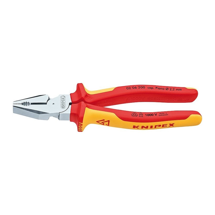 Alicate universal knipex 02 06 200 con zonas de agarre para material plano y redondo 206200