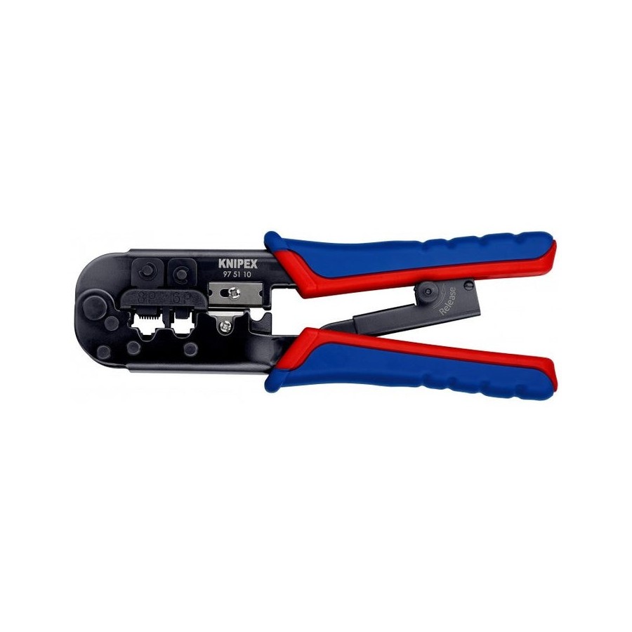 Crimpadora knipex 97 51 10 rj11-, rj45 negro, azul, rojo