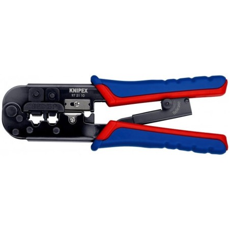 Crimpadora knipex 97 51 10 rj11-, rj45 negro, azul, rojo