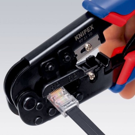 Crimpadora knipex 97 51 10 rj11-, rj45 negro, azul, rojo