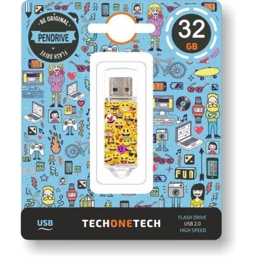 Pendrive 32gb tech one tech emojis usb 2.0