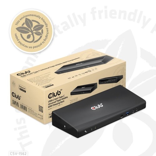 Club3d csv-1562 base para portátil y replicador de puertos acoplamiento negro
