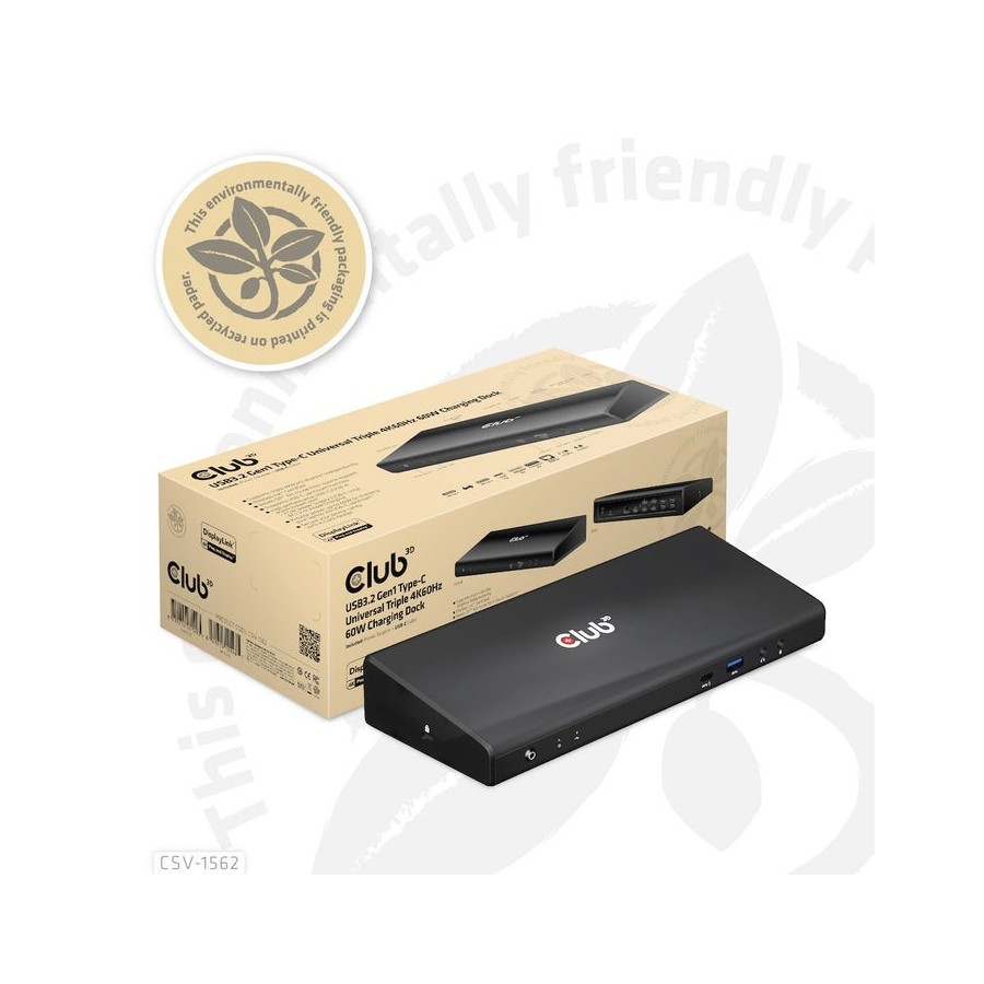 Club3d csv-1562 base para portátil y replicador de puertos acoplamiento negro