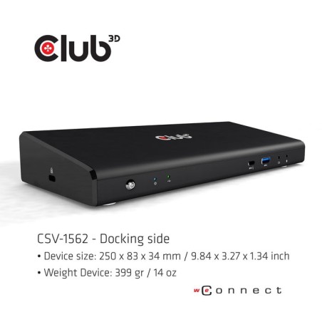 Club3d csv-1562 base para portátil y replicador de puertos acoplamiento negro