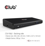 Club3d csv-1562 base para portátil y replicador de puertos acoplamiento negro