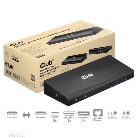 Club3d csv-1562 base para portátil y replicador de puertos acoplamiento negro