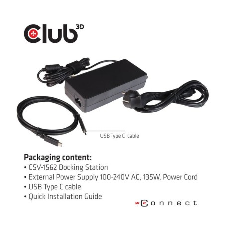 Club3d csv-1562 base para portátil y replicador de puertos acoplamiento negro