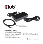 Club3d csv-1562 base para portátil y replicador de puertos acoplamiento negro