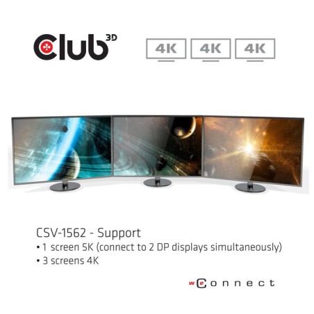 Club3d csv-1562 base para portátil y replicador de puertos acoplamiento negro