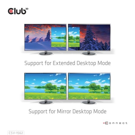 Club3d csv-1562 base para portátil y replicador de puertos acoplamiento negro
