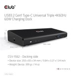 Club3d csv-1562 base para portátil y replicador de puertos acoplamiento negro