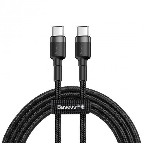 Cable de carga / datos de la serie baseus cafule usb-c a usb-c pd2.0 60w flash 1m, gris-negro