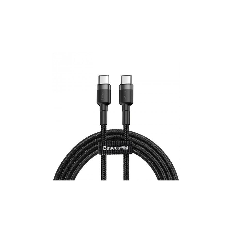 Cable de carga / datos de la serie baseus cafule usb-c a usb-c pd2.0 60w flash 1m, gris-negro