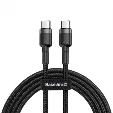 Cable de carga / datos de la serie baseus cafule usb-c a usb-c pd2.0 60w flash 1m, gris-negro