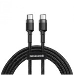 Cable de carga / datos de la serie baseus cafule usb-c a usb-c pd2.0 60w flash 1m, gris-negro