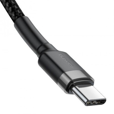 Cable de carga / datos de la serie baseus cafule usb-c a usb-c pd2.0 60w flash 1m, gris-negro