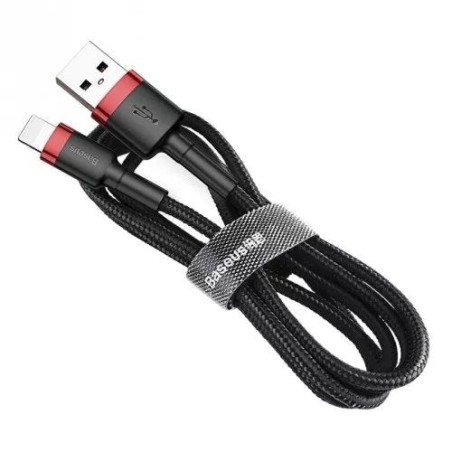 Cable baseus calklf-c19 (lightning m - usb 2.0 m, 2m, black and red color)
