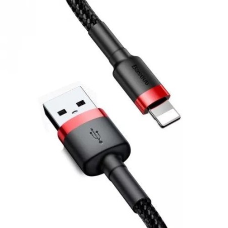 Cable baseus calklf-c19 (lightning m - usb 2.0 m, 2m, black and red color)